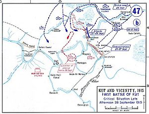 World War 1 Picture - Situation at Kut on 28 September 1915.