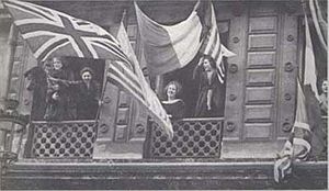 World War 1 Picture - Luxembourgers celebrating the liberation of their country and welcoming the arrival of Allied soldiers after the Armistice, November 1918.