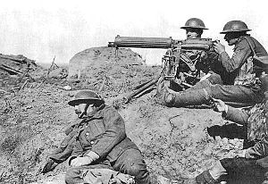 World War 1 Picture - The machine gun was one of the decisive technologies during World War I. Picture: British Vickers machine gun crew on the Western Front.