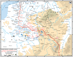 World War 1 Picture - Map of the Western Front and the Race to the Sea, 1914