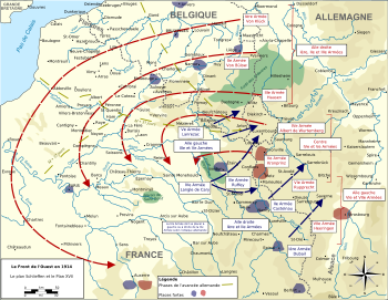 World War 1 Picture - Map of the Schlieffen Plan and planned French counter-offensives
