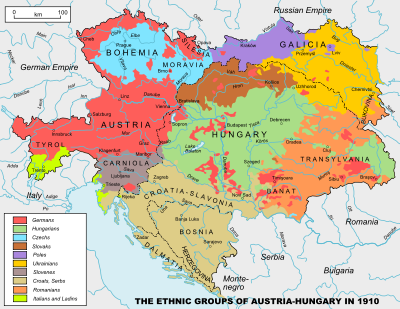 World War 1 Picture - Ethno-linguistic map of Austria-Hungary in 1910