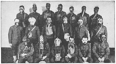 World War 1 Picture - Various gas masks employed on the Western Front during the war.