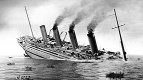 World War 1 Picture - Britannic sinks after hitting a mine as depicted in the film Britannic.