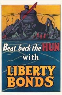 World War 1 Picture - After war was declared war bond posters demonized Germany