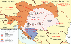 World War 1 Picture - Division of Austria-Hungary after World War I.