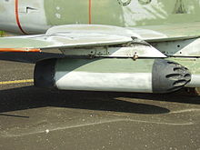 World War 1 Picture - A Matra Type 116M rocket launcher mounted on a Fiat G.91, on display at the Luftwaffenmuseum der Bundeswehr, Berlin.