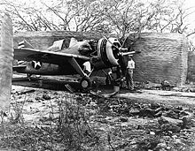 World War 1 Picture - F2A-3, probably from VMF-212, at Marine Corps Air Station Ewa, Hawaii, 25 April 1942.