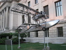 Airplane Picture - The Budd BB-1 Pioneer in front of the Franklin Institute.