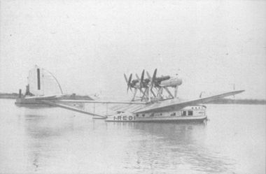 Airplane Picture - Rear quarter view of Ala Littoria's Savoia-Marchetti S.66 with registration marking I-REDI.