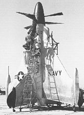 Airplane Picture - The XFY-1's pilot entering the aircraft via a ladder.