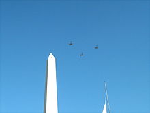 Airplane Picture - Overflying the Obelisk of Buenos Aires during the Argentina Bicentennial