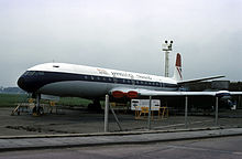 Airplane Picture - Comet G-APDT at London's Heathrow Airport, being used for apprentice training with British Airways, c. 1976