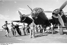 Airplane Picture - A Ju 188A-3 of Kampfgeschwader 6 being loaded with bombs. Western Europe, 1944