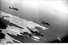Airplane Picture - Three Ju 88s in flight over Astypalaia, Greece, 1943