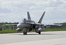 Airplane Picture - A 425 Squadron CF-188 Hornet which has undergone Phase II of the Incremental Modernization Project, distinguishable because of the IFF antenna on its nose.