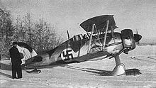 Airplane Picture - Swedish Voluntary Air Force Gladiator fighter from the air squadron F 19, with Finnish Air Force markings