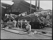 Airplane Picture - Tiger Moth aircraft under construction / maintenance, in the mid 20th Century, in Australia, at the Clyde Engineering works