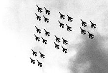 Airplane Picture - The 24-ship flyover formation, Diamonds on Diamonds, was used at the F-105 retirement at Hill Air Force Base, UT on 4 June 1983