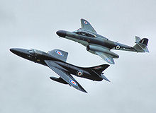 Airplane Picture - Gloster Meteor NF11 flies with Hawker Hunter T7A at Kemble Air Show 2009