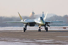 Airplane Picture - The T-50 taxiing on the day of its maiden flight.
