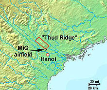 Airplane Picture - Location of the Thud Ridge and the MiG airfield on its southern tip.