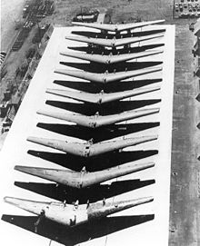 Airplane Picture - Partially completed YB-35B airframes lined up for completion or conversion to YRB-49As.