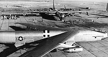 Airplane Picture - YB-52 prototype at Carswell AFB, 1955 shown with a 7th Bomb Wing B-36