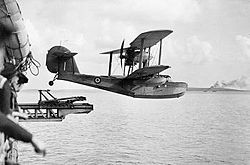 Airplane Picture - Supermarine Walrus being launched from the catapult of HMS Bermuda (1943)