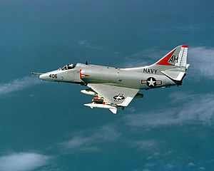 Warbird Picture - A U.S. Navy A-4E of VA-164 from USS Oriskany (CVA-34) over North Vietnam in November 1967