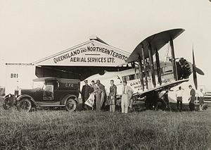 Warbird Picture - The arrival of DH.61 'Apollo' bringing the first aerial mail in Brisbane April 23, 1929. Notice the pilot's open cockpit behind the wings.