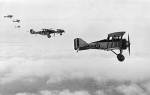 Warbird Picture - Gloster Grebe of the NZPAF leads Bristol Fighters, late 1920s.