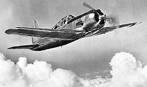 Vultee P-66 in flight