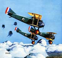 Airplane Picture - Spads, 1930s magazine illustration