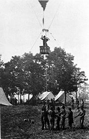 Airplane Pictures - Prof. Lowe ascending in Intrepid to observe the Battle of Fair Oaks