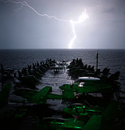 Airplane Pictures - USS Abraham Lincoln rides out a storm in the Arabian Sea while on station in support of Operation Southern Watch and Operation Enduring Freedom.