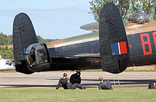 Warbird Picture - Tail and dorsal gun turrets of the Battle of Britain Memorial Flight Lancaster (PA474)