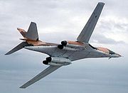 Airplane Pictures - A B-1A in flight showing its underside, 1981