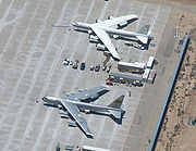 airplane pictures - NASA's NB-52B Balls 8 (lower) and its replacement B-52H on the flight line at Edwards Air Force Base.