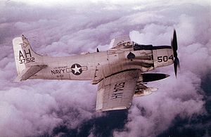 Warbird picture - U.S. Navy A-1H Skyraider from Attack Squadron VA-152 over Vietnam in 1966.