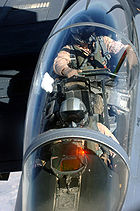 Airplane picture - A view of an F-15E cockpit from an aerial refueling tanker.