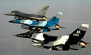 Airplane Pictures - Three U.S. Air Force F-16 Block 30 aircraft fly in formation over South Korea