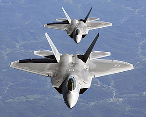 Airplane Pictures - Two F-22 Raptors in close trail formation