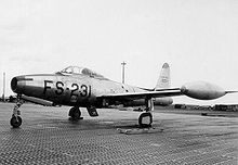 Airplane picture - An F-84G at Chaumont Air Base, France, in 1953