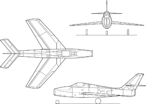 Airplane diagram - Orthographically projected diagram of the Republic F-84F Thunderstreak