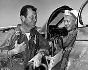 Airplane Pictures - Jackie Cochran in the cockpit of the Canadair Sabre with Chuck Yeager