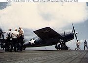 Airplane Pictures - Grumman F4F-4 Wildcat on board of escort carrier USS Suwannee (CVE-27) in late 1942