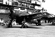 Airplane Pictures - An F8F Bearcat aboard the USS Valley Forge