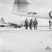 Warbird picture - No. 77 Squadron RAAF pilots and Meteor aircraft in Korea