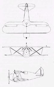 Warbird picture - Three-side drawing of a Grumman F2F-1